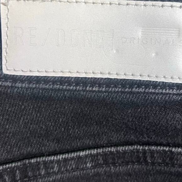 RE/DONE 90's High Rise Ankle Crop Jean Faded Black Stretch Denim Size 28 Raw Hem - Picture 6 of 12